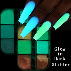 Luminous Nail Pigment Powder Fluorescent Glitter Holographic Glow Dust