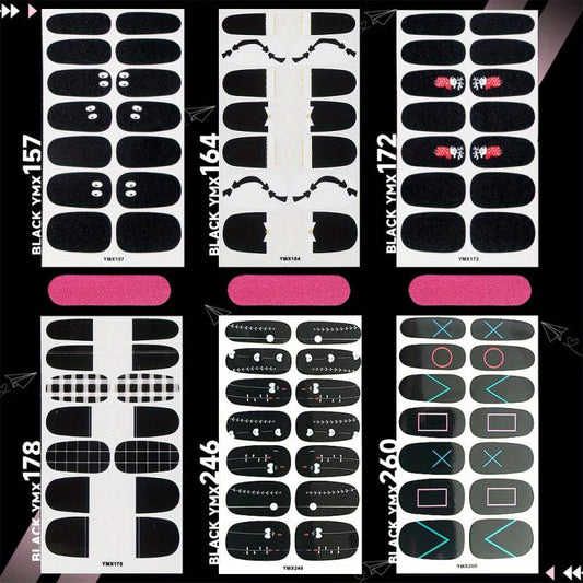 Geometric Line Nail Polish Strips with Love Nail Art Stickers