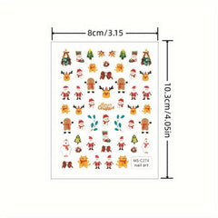 Christmas Nail Art Stickers Santa Snowflake Elk Decals