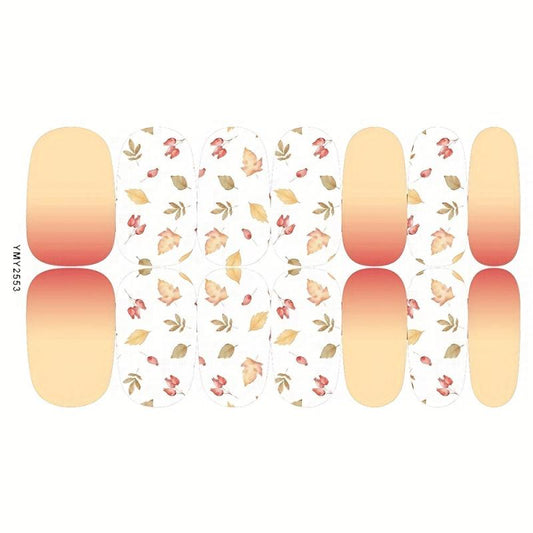 12 Autumn Flower & Leaf Nail Wraps Full Stickers