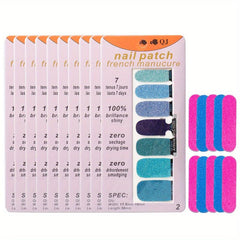 10 Glitter Nail Stickers & Files for DIY Nail Art, Salon Decals