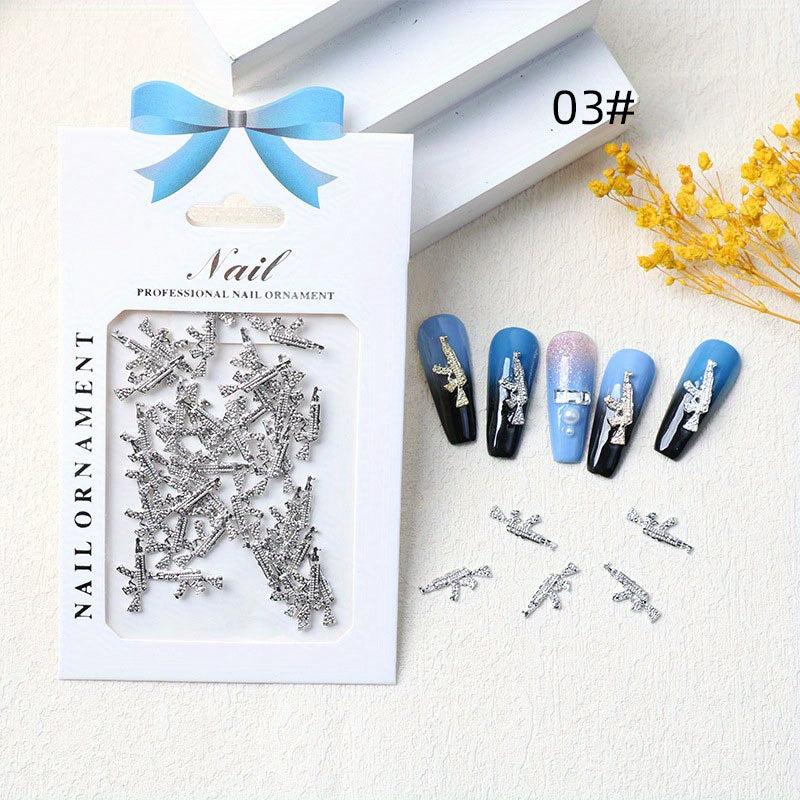 40pcs Vintage Alloy Gun Nail Art Charms for DIY and Nail Salon Punk Pistol Nail