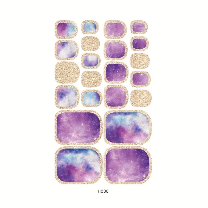 6 Sheets Waterproof Toe Nail Art Decals Full Wraps Stickers
