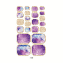 6 Sheets Waterproof Toe Nail Art Decals Full Wraps Stickers
