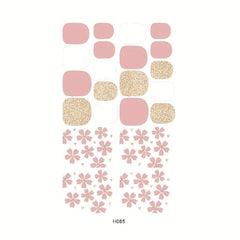 6 Sheets Waterproof Toe Nail Art Decals Full Wraps Stickers