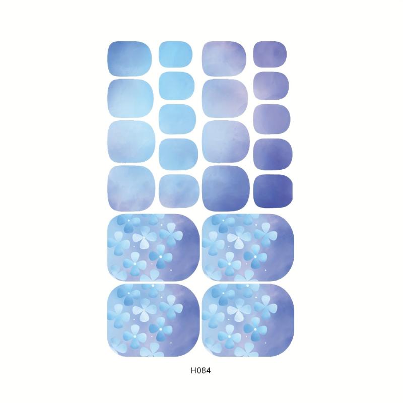 6 Sheets Waterproof Toe Nail Art Decals Full Wraps Stickers