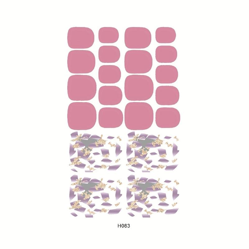 6 Sheets Waterproof Toe Nail Art Decals Full Wraps Stickers