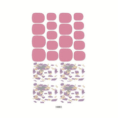 6 Sheets Waterproof Toe Nail Art Decals Full Wraps Stickers