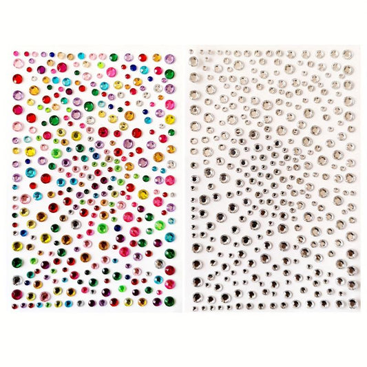 2 Rhinestone Nail Art Stickers 3-6mm Self-adhesive Gemstones