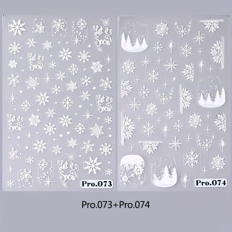 5D Embossed Christmas Nail Art Stickers - Snowflake Decals