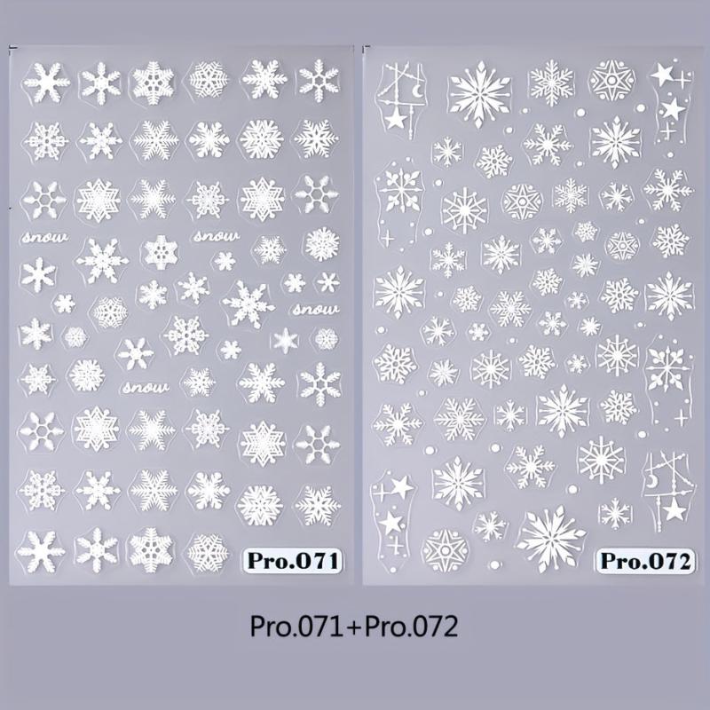 5D Embossed Christmas Nail Art Stickers - Snowflake Decals