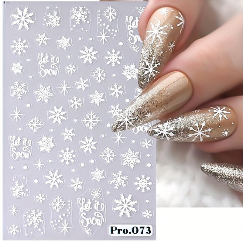 5D Embossed Christmas Nail Art Stickers - Snowflake Decals