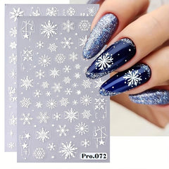 5D Embossed Christmas Nail Art Stickers - Snowflake Decals