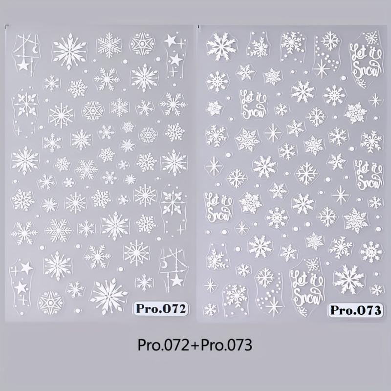 5D Embossed Christmas Nail Art Stickers - Snowflake Decals