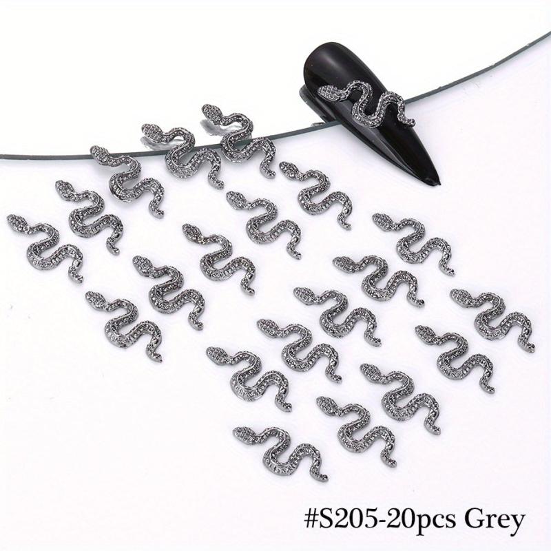 Set of 25 Alloy Snake Nail Art Charms with Rhinestone for DIY Nails Art