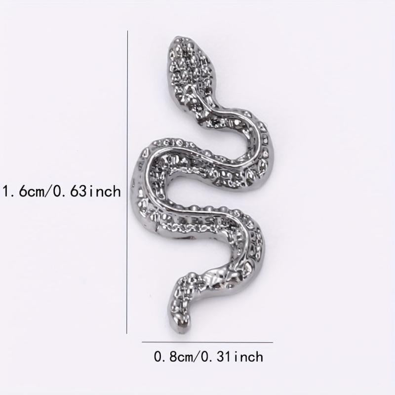 Set of 25 Alloy Snake Nail Art Charms with Rhinestone for DIY Nails Art