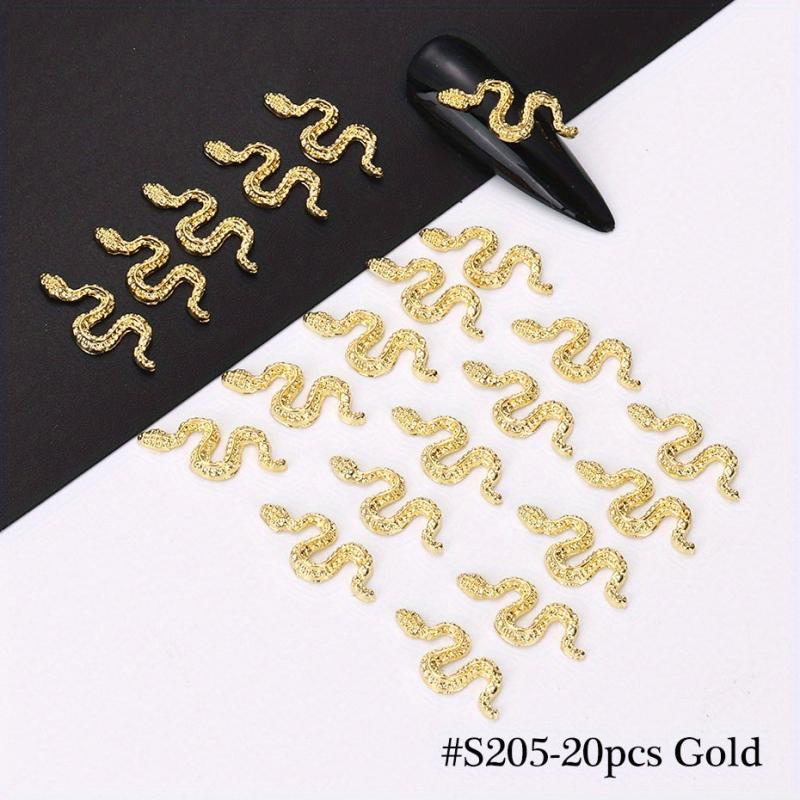 Set of 25 Alloy Snake Nail Art Charms with Rhinestone for DIY Nails Art