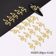Set of 25 Alloy Snake Nail Art Charms with Rhinestone for DIY Nails Art