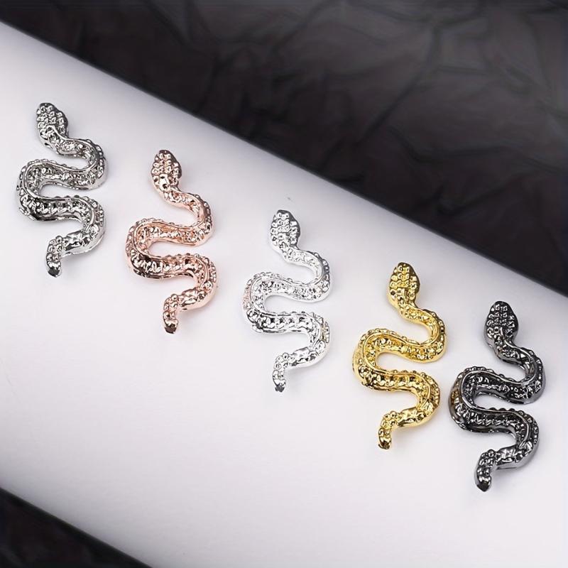 Set of 25 Alloy Snake Nail Art Charms with Rhinestone for DIY Nails Art