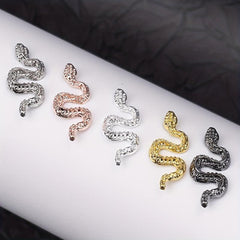 Set of 25 Alloy Snake Nail Art Charms with Rhinestone for DIY Nails Art