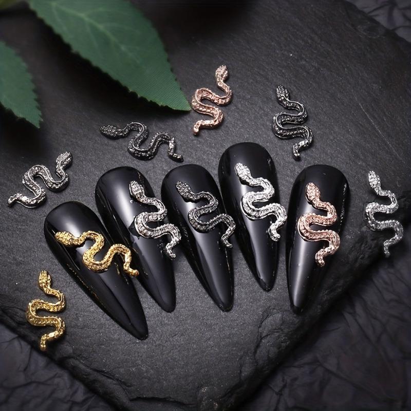 Set of 25 Alloy Snake Nail Art Charms with Rhinestone for DIY Nails Art