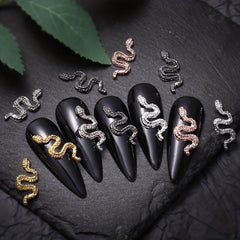 Set of 25 Alloy Snake Nail Art Charms with Rhinestone for DIY Nails Art