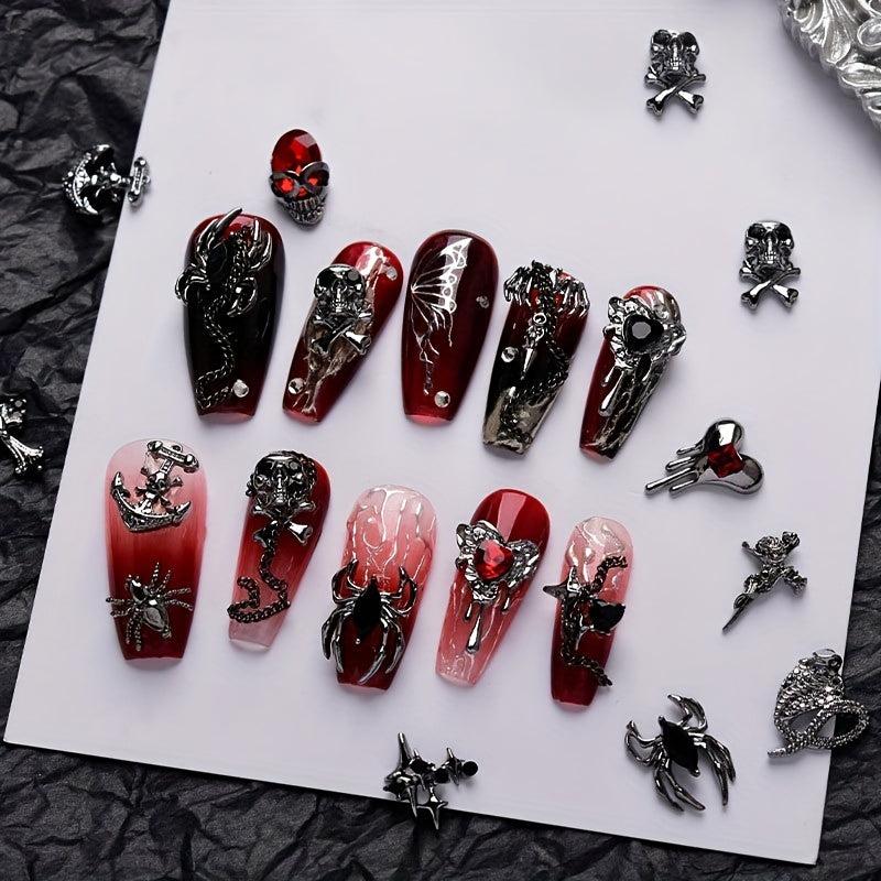 Halloween Skeleton Cross Nail Art Decoration 3D Charms DIY Decoration