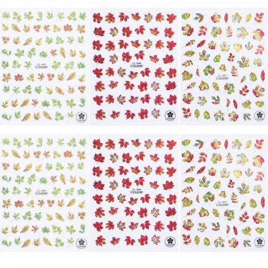 6pcs Fall Maple Leaf Nail Art Sticker Set Self Adhesive Decal 3D Nail Sticker
