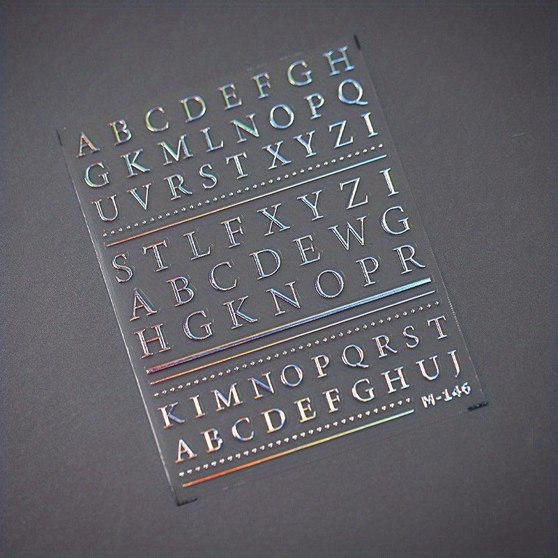 5D Embossed Laser Alphabet Nail Art Stickers Bronzing Letter Nail Decals
