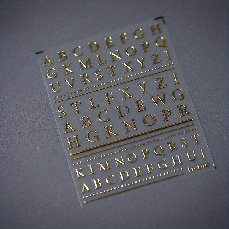 5D Embossed Laser Alphabet Nail Art Stickers Bronzing Letter Nail Decals