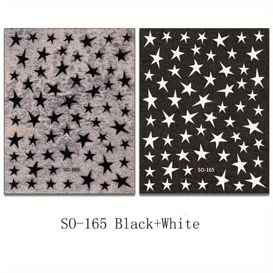 Metallic Mirror Nail Stickers - Golden Silvery Star Manicure Decals