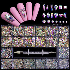 Assorted Nail Rhinestones Set - Decorative Gems for Nail Art