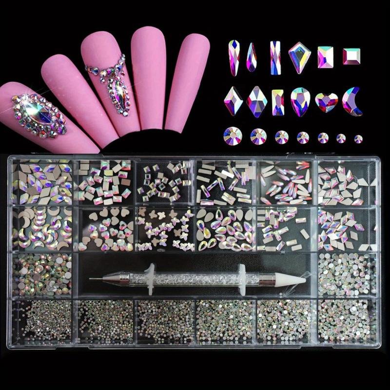 Assorted Nail Rhinestones Set - Decorative Gems for Nail Art