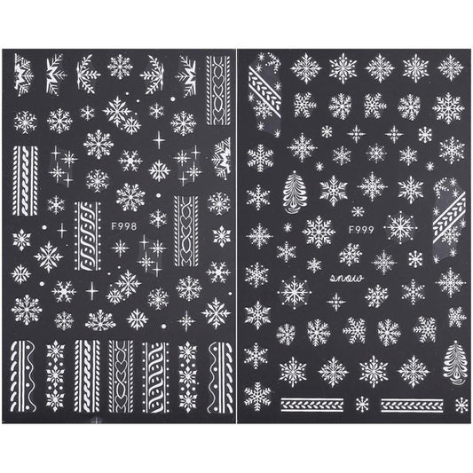 2pcs Glitter Snowflakes Nail Stickers Golden Christmas Decals