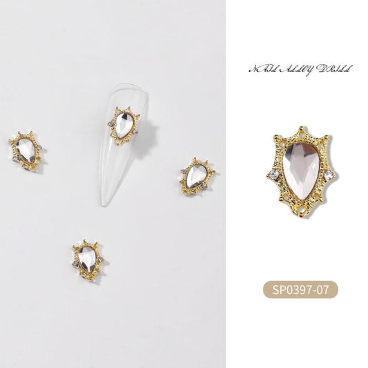 10 Pcs Alloy Gems Nail Ornament 3D Jewelry Nail Charms For DIY Nail Decoration