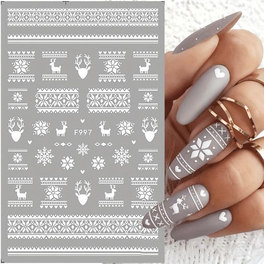 6pcs Christmas Nail Art Stickers Snowflake Elk Nail Art Decals