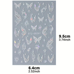 6pcs Butterfly Snake Bunny Nail Art Stickers