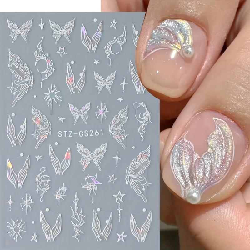 6pcs Butterfly Snake Bunny Nail Art Stickers