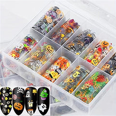 Halloween Nail Foil Transfer Stickers Pumpkin Ghost Decals DIY