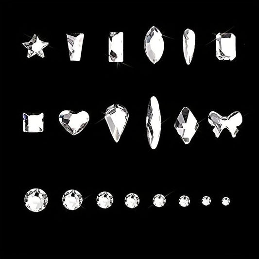 21 Grids Flat AB Rhinestones Kit Nail Art Decorations DIY Crafts Gemstones