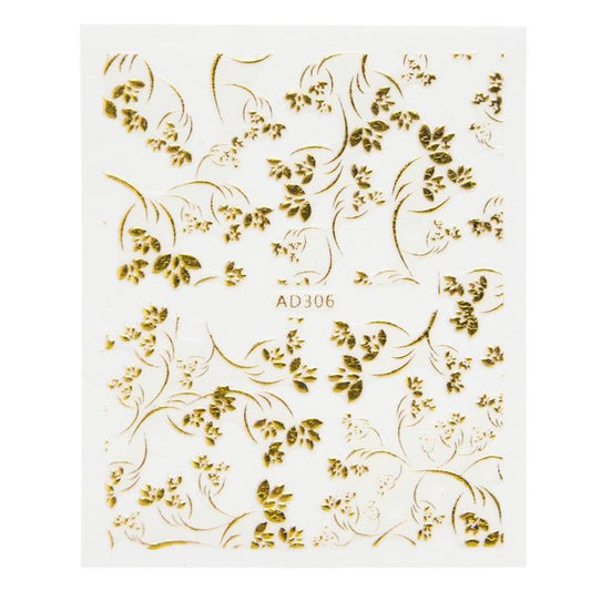Golden Flower Bronzing Nail Art Stickers Self Adhesive Nail Art Decals