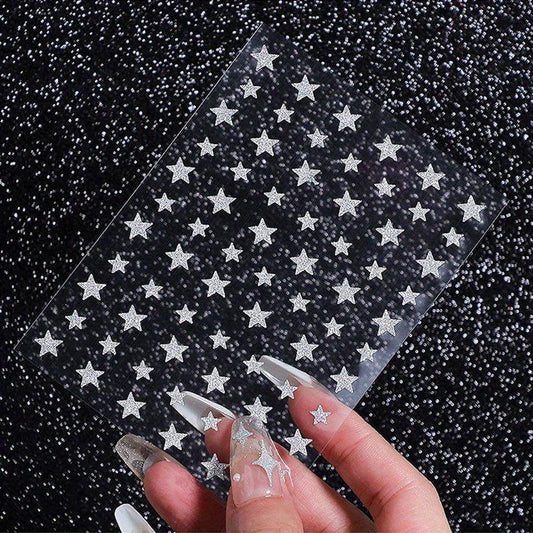 Metallic Nail Stickers Heart Bear Butterfly Stars Self Adhesive Nail Gift