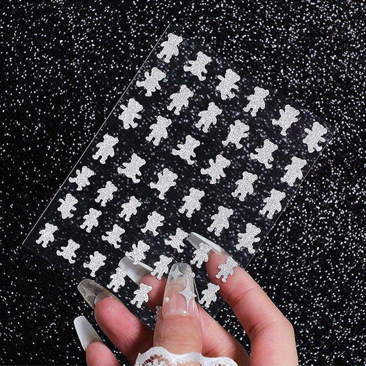 Metallic Nail Stickers Heart Bear Butterfly Stars Self Adhesive Nail Gift