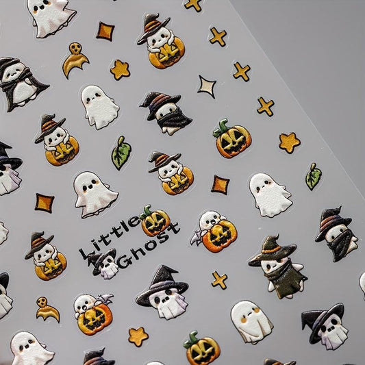 5D Halloween Nail Art Stickers Pumpkin Ghost Nail Art Decals
