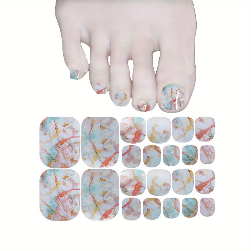 Glitter Gradient Marble Toe Wraps DIY Nail Art Decals for Women and Girls