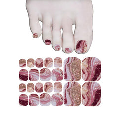 Glitter Gradient Marble Toe Wraps DIY Nail Art Decals for Women and Girls