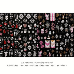 5D Glitter Christmas Nail Art Stickers - Snowflake Decals