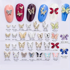 30pcs Rhinestone Butterfly Nail Charms 3D Nail Art Accessories