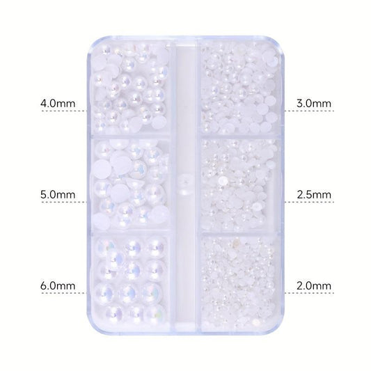 6 Boxes Nail Pearls Set With Tweezers And Drill Pen