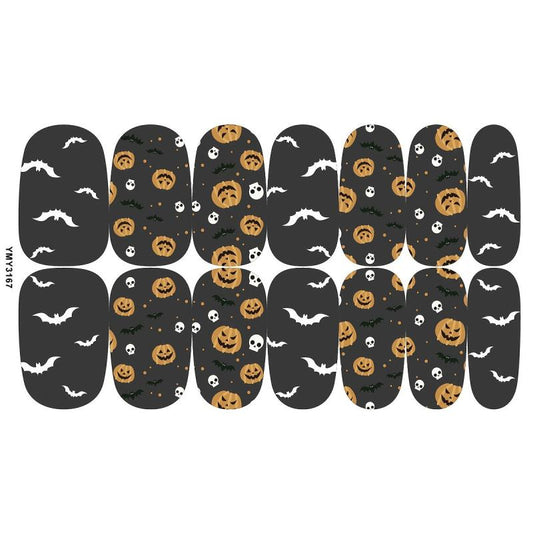 Halloween Nail Art Strips Pumpkin Spider Web Bat Ghost Nail Polish Decals